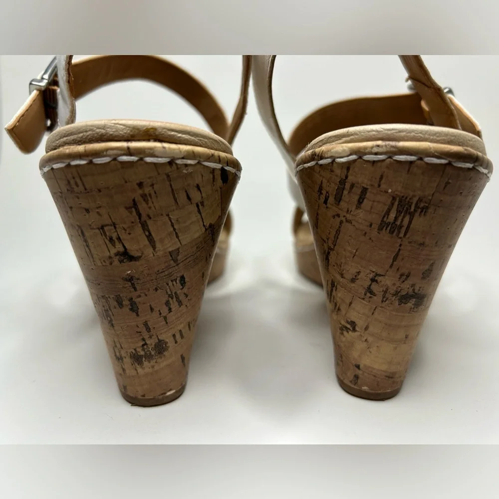 B.O.C. Schirra White Casual Open Toe Platform Cork Wedge Heel Sandal Size 11